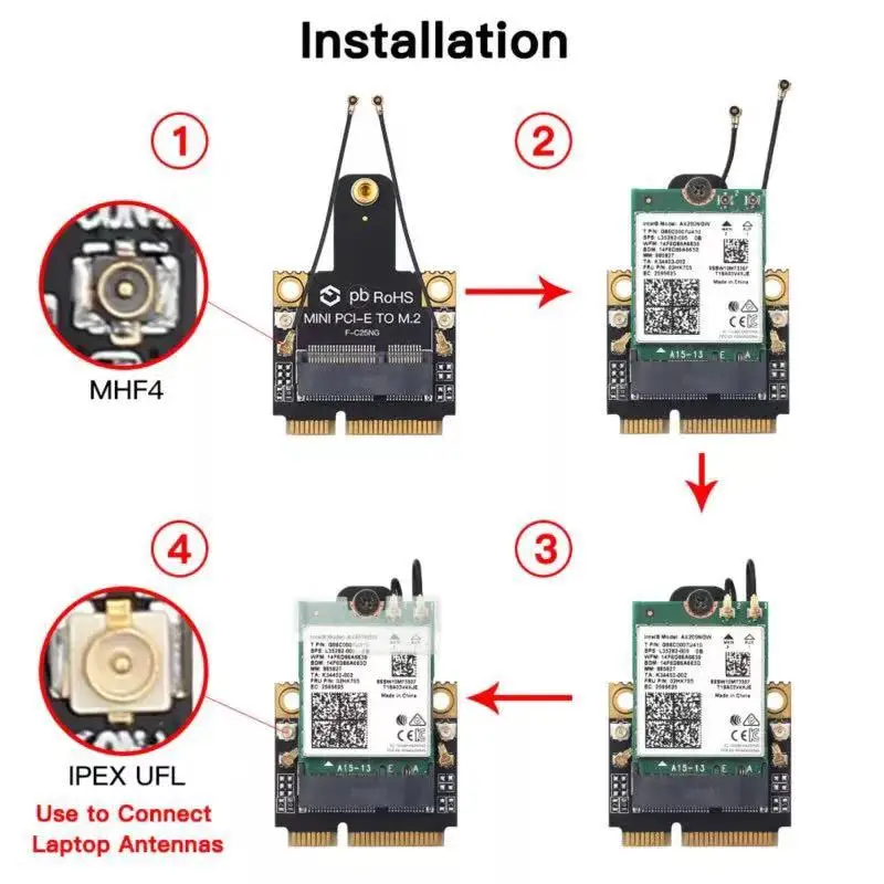 Адаптер M.2/Mini PCI-E Wi-Fi6 Intel AX210NGW AX200 беспроводная карта Wi-Fi Bluetooth WI-FI6E BT5.2 X210 802.11AX 160 МГц