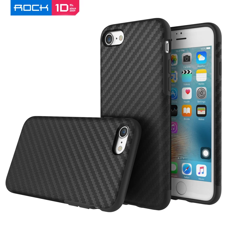 Чехол Rock из синтетического волокна для iPhone 7 Plus, мягкий чехол из углеродного волокна и ТПУ с магнитной задней крышкой, чехол для iPhone 7 с металлической пластиной, распродажа