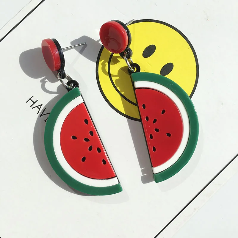 Женские Длинные акриловые серьги-подвески в виде красных губ фруктов стиле панк |