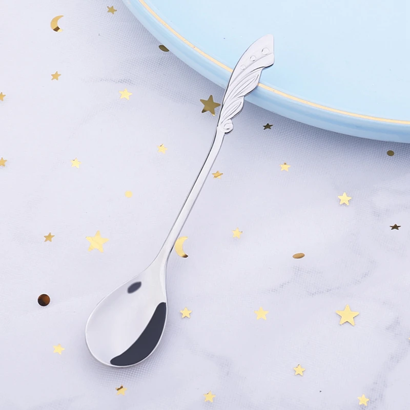 

Cute flower Stainless Steel Teaspoon Coffee Metal golden Soup Dessert Spoon tablespoon dessert spoons Kitchen utensils