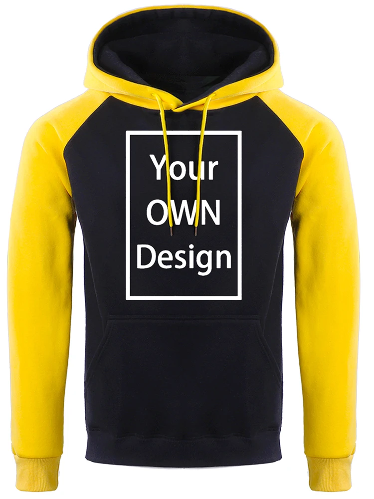 Custom Your Logo Design Style Print Customize Men Hoodies Sweatshirts Raglan Autumn Fleece Warm Black Hoodie Top Streetwear