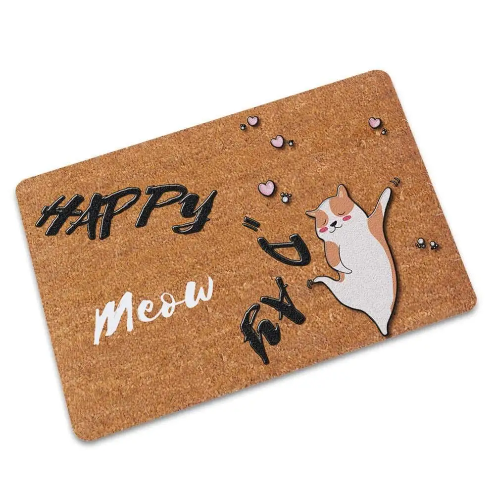 

Doorway Rug Kitchen Carpet Mat Personalized Creative Rubber Carpet Floor Mats Water-Absorbing Non-Slip Door MatHappy cat,