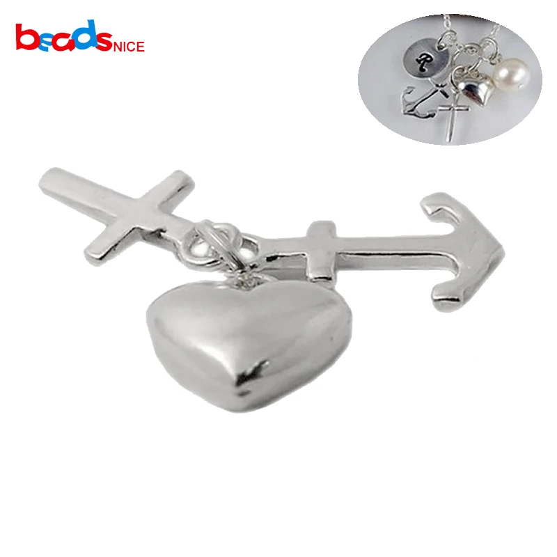 

Подвеска Beadsnice с подвеской-подвеской в виде якоря, серебряного сердечка, для изготовления браслетов, украшений, DIY, для рукоделия, ID28436