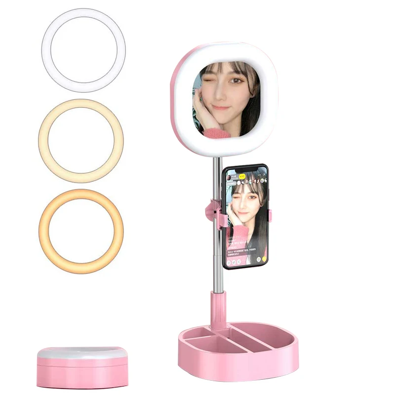 

LED Ring Light Photo Camera Light Photography Dimmable Video Light for Makeup Selfie with Stand Phone Holder for Mobile