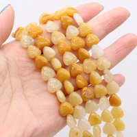 natural stone heart shaped beads yellow jade 10x10x5mm diy for jewelry making end beads necklaces accessories gift for women