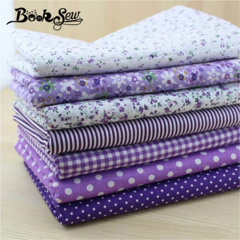Booksew 50 см * 7 шт. фиолетовая хлопчатобумажная ткань четверть комплект telas лоскутное