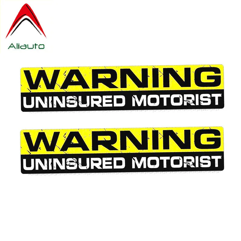 

Забавная наклейка Aliauto для автомобиля, 2 шт., предупреждающая наклейка для кузова автомобиля без застрахования для Mercedes Honda Toyota Volkswagen,15 см * 3 с...