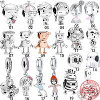 fashionable 925 sterling silver flexible and vivid character robot charm fit pandora moment braceles diy beaded pendant gift