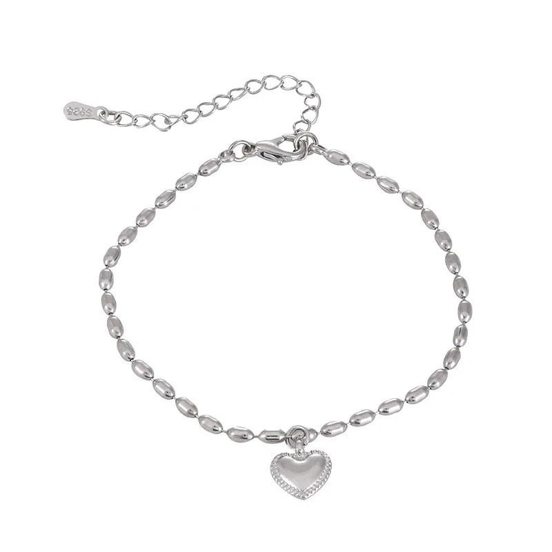 

TIMEONLY Minimalist Silver Color Beaded Charm Bracelets for Women Girl Alloy Love Heart Adjustable Bracelet Accessories Gifts