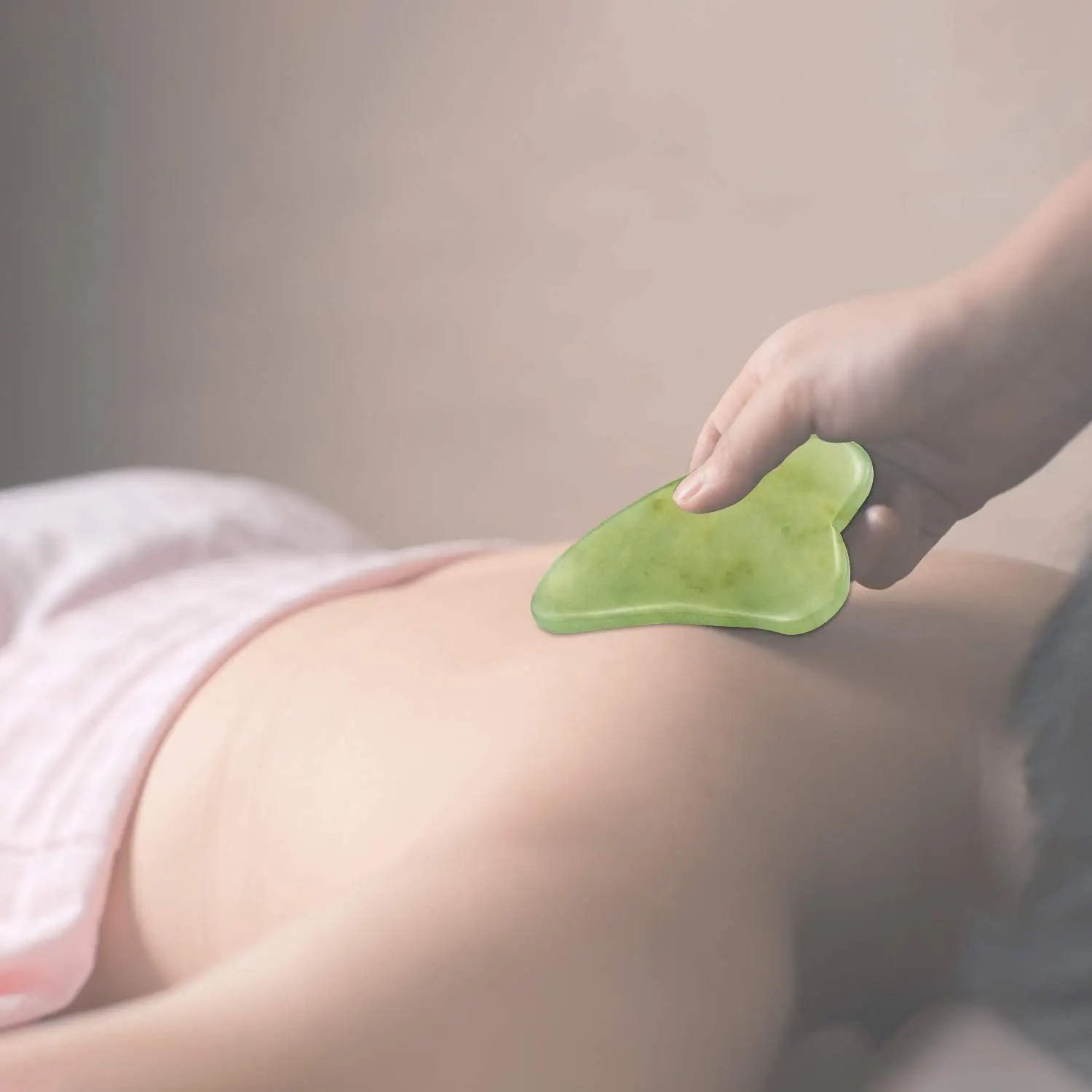 Ролик для массажа лица Натуральный Нефритовый камень Guasha скребок доски Набор