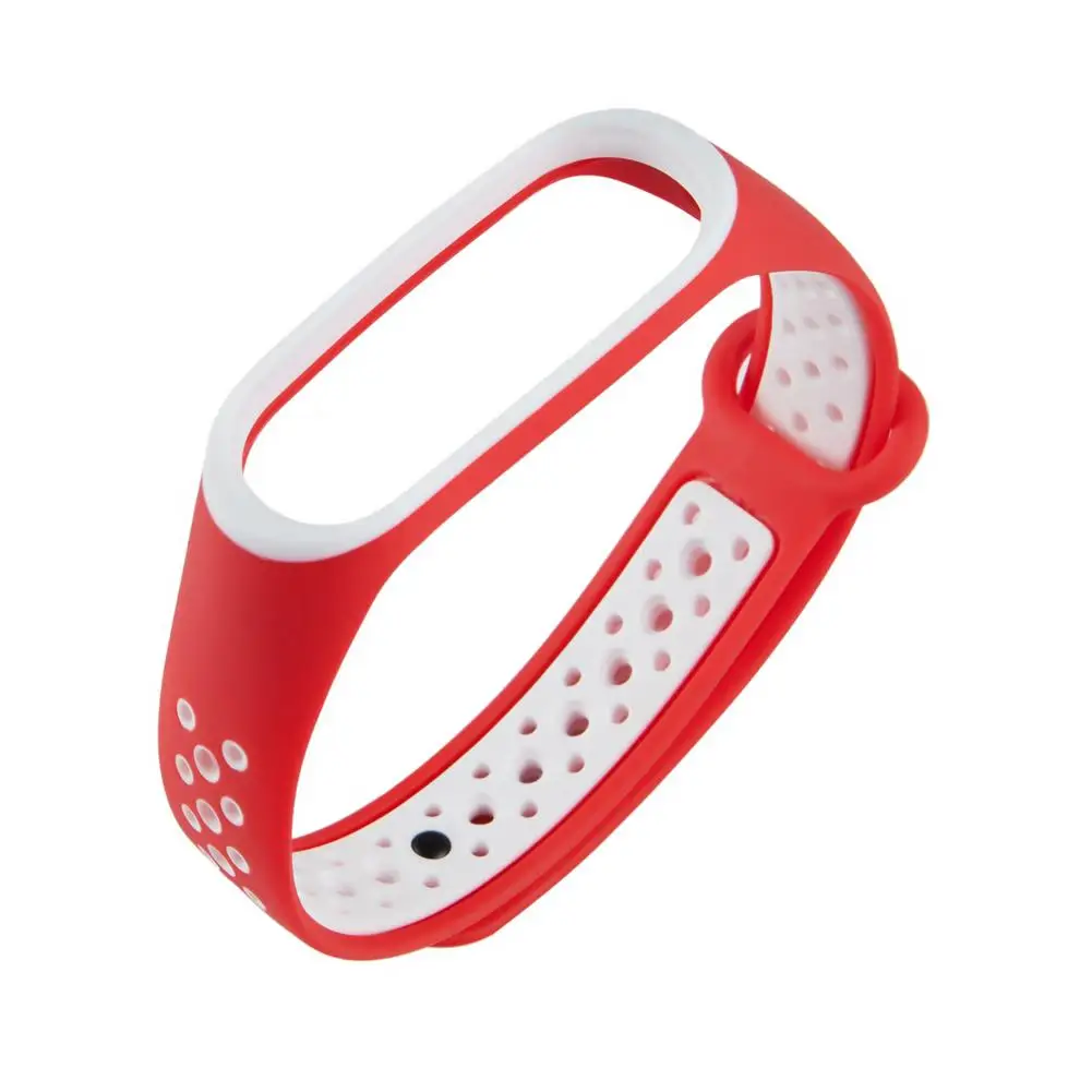 Для mi band 4 спортивный браслет сменный ремешок силиконовый двойной цвет дышащий ремешок для часов для Xiaomi mi band 4 mi band 3 - Цвет ремешка: Red White