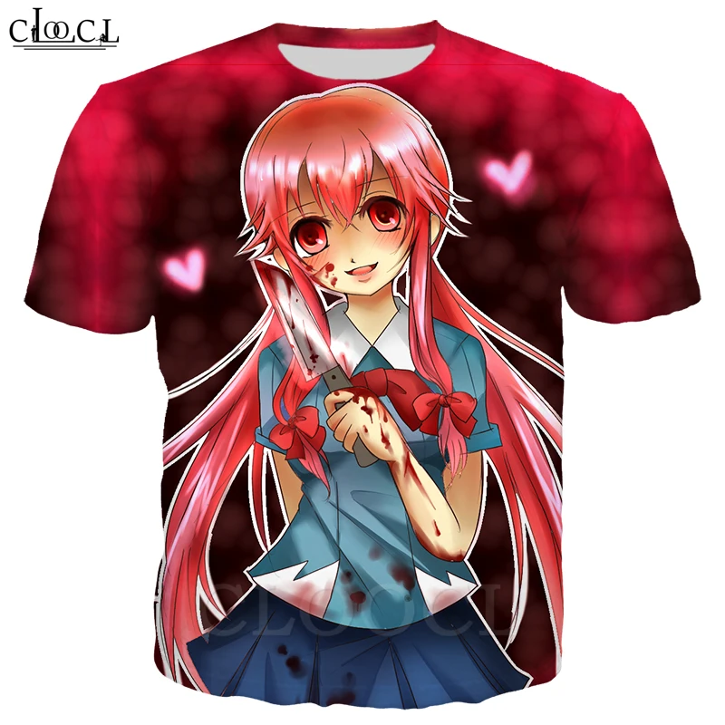 Аниме Future Diary футболка для мужчин и женщин Gasai Yuno мультфильм персонаж косплей