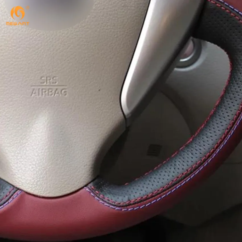 MEWANT черный бордовый кожаный чехол рулевого колеса автомобиля для Nissan Tiida Sylphy Sentra