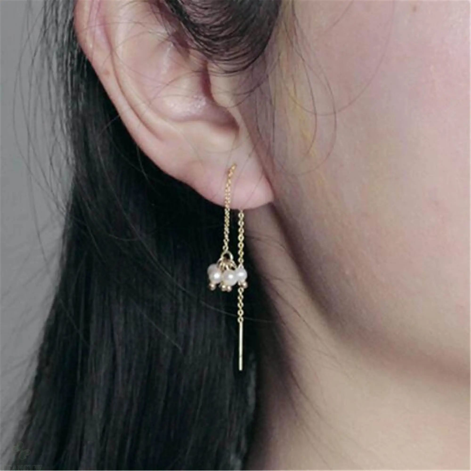 1 шт. длинные серьги с жемчугом в стиле барокко 18 К серьги-гвоздики классические