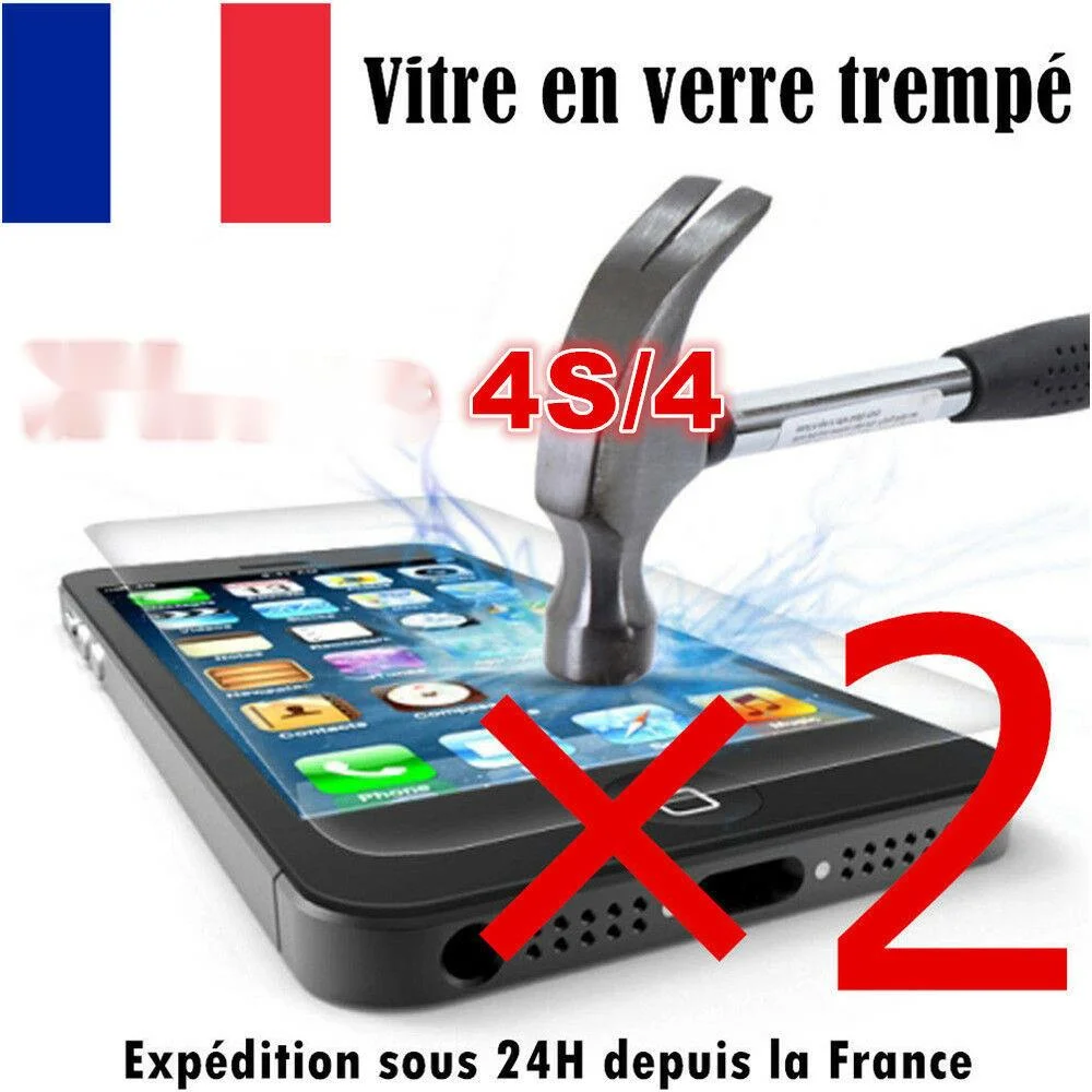 

Film de protecteur Vitre protection en Verre tremp d'cran For iPhone 4S/4 lot de 2