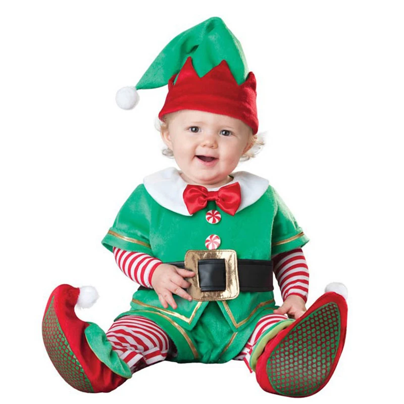 

Toddler Christmas Cosplay Santa Claus Costumes New Year Elf Deer Party Boys Girls Performance Clothing with Hat 90-160CM