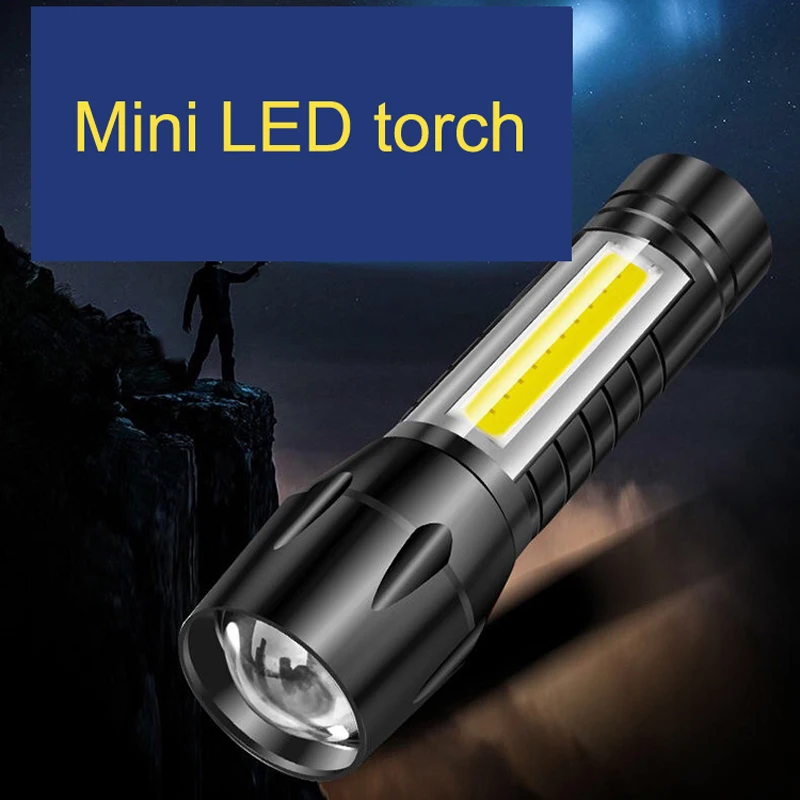 

Multifunctional mini COB flashlight telescopic focusing outdoor portable flashlight USB charging