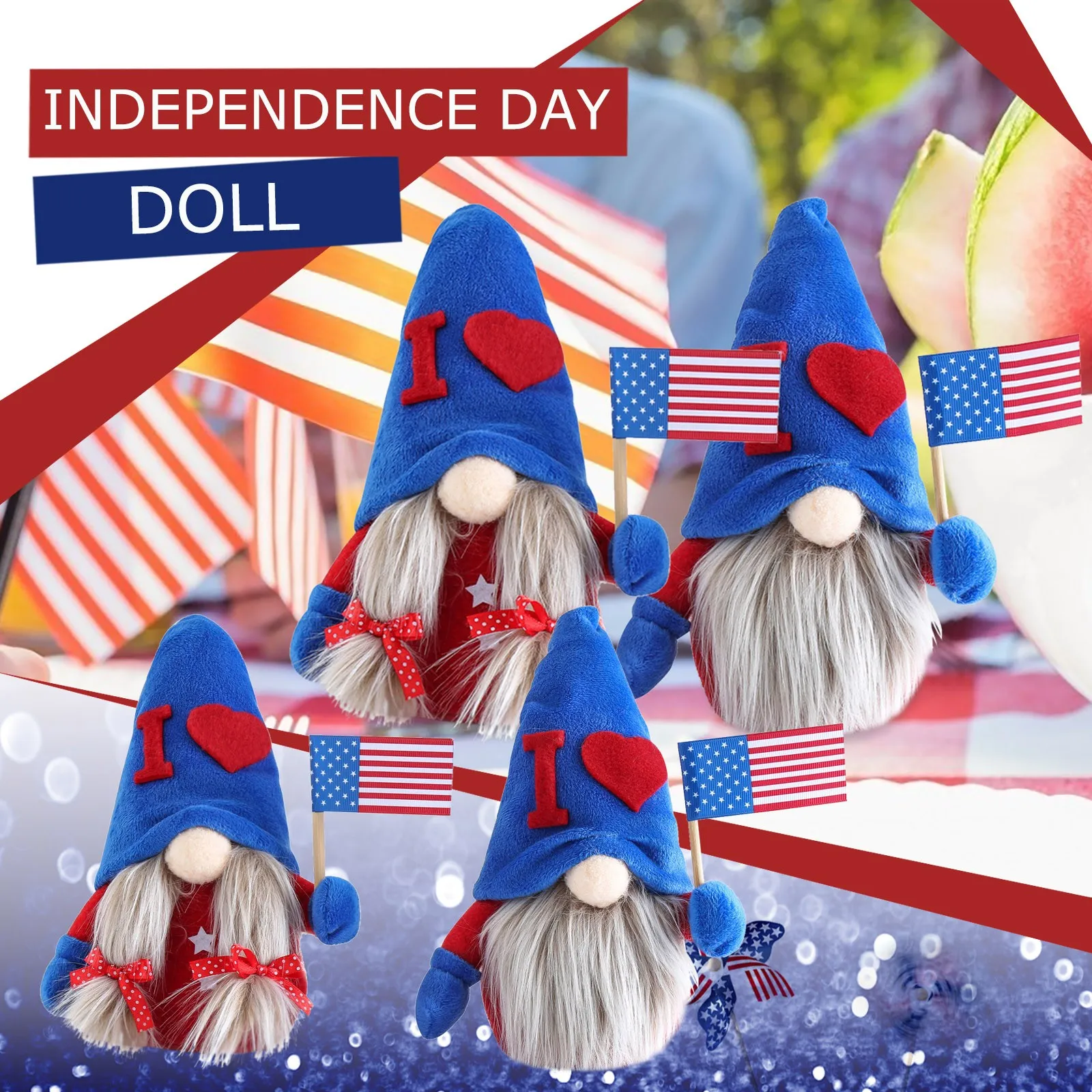 

#Independence Day Gnome Doll Handmade Gnomes Plush Faceless Doll Decorations Living Room Desktop Decorations Dwarf Plush Dolls