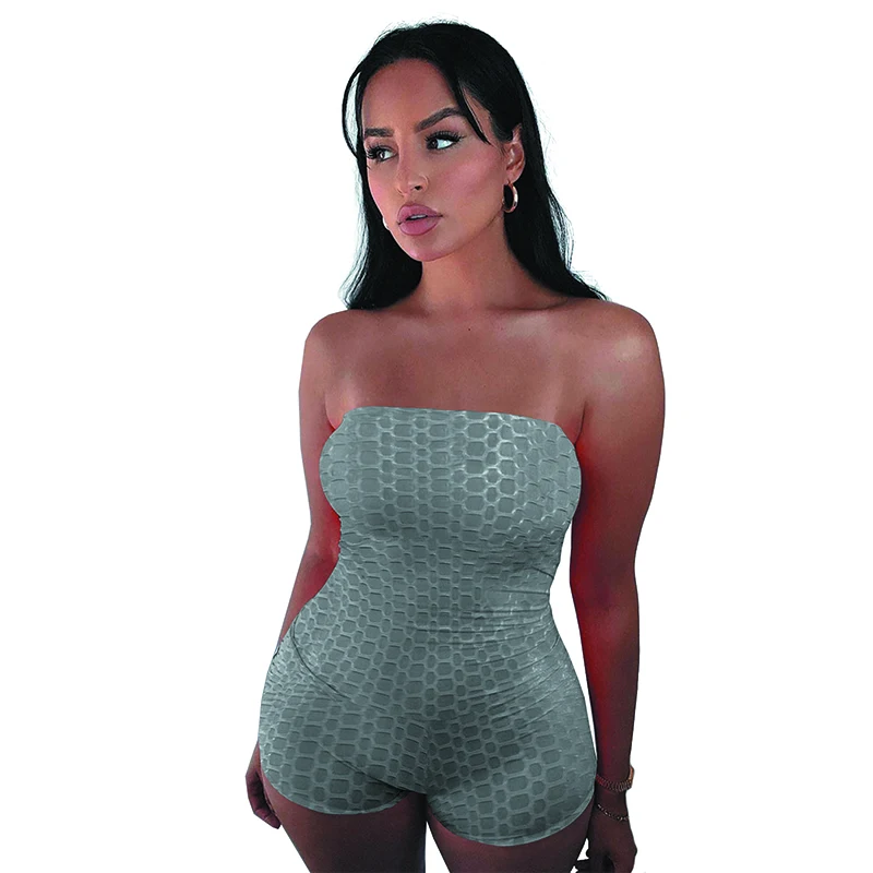 

Summer Women's Pure Color One Piece Wrap Chest Jumpsuit Sexy Nightclub Sleeveless Short Backless Romper Women Sexy Jumpsuit 2021