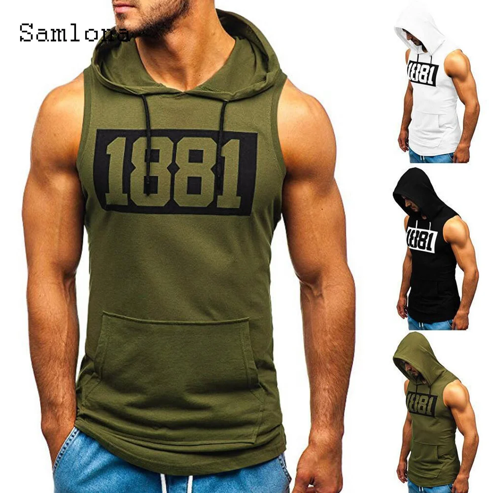 

Plus Size 3xl Men Sleeveless Retro Number Print Tank Top Sexy Mens clothing 2021 New Summer Hoodie Tops Casual Skinny Pullovers