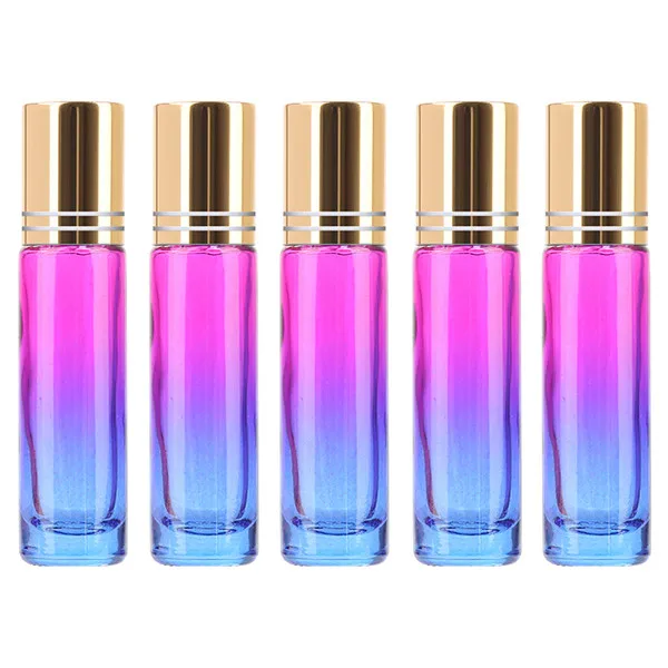 03 10ML 5PCS 5 шт./компл. 10 мл градиентные цветные толстые стеклянные с роликовым аппликатором эфирные масла пустые флаконы для духов 10cc роликовый шар прочный для путешествий - Цвет: 03 10ML 5PCS