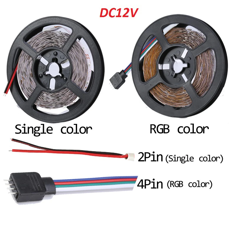 Лента светодиодная RGB 2835 водонепроницаемая гибкая для украшения дома лампа LED 12 В