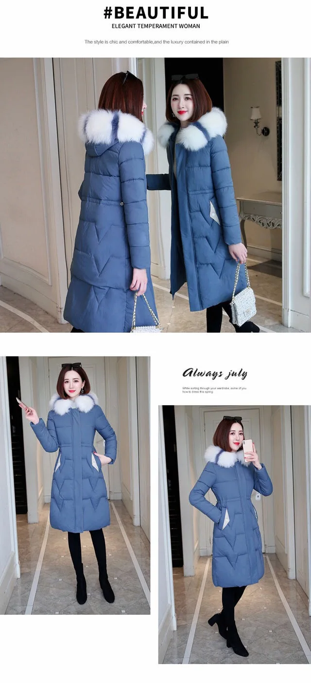 Vangull Parka женские зимние пальто длинные хлопковые повседневные меховые куртки с капюшоном женские толстые теплые зимние парки Женские приталенные пальто