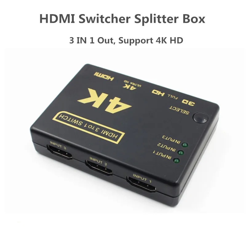 Мини HDMI усилитель переключатель 3 порта 4K * 2K сплиттер коробка Ультра HD для DVD HDTV Xbox