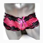 Трусы-боксеры мужские, с заниженной талией, со шнуровкой по бокам, сексуальное нижнее белье с бантиком