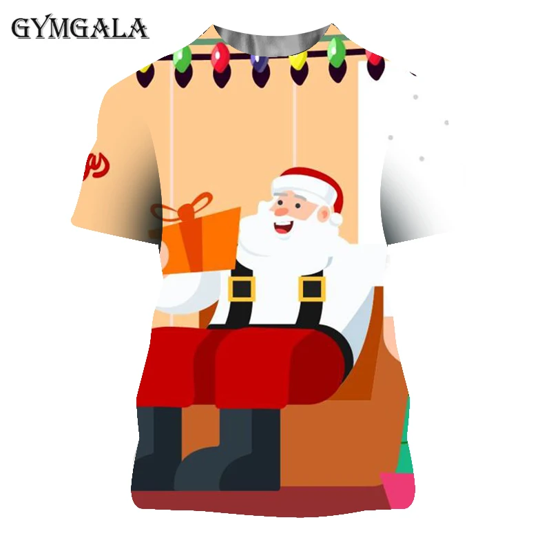 

Christmas elk pattern 3d printing men and women t-shirt soft material shirt casual loose t-shirt sports men's streetwear