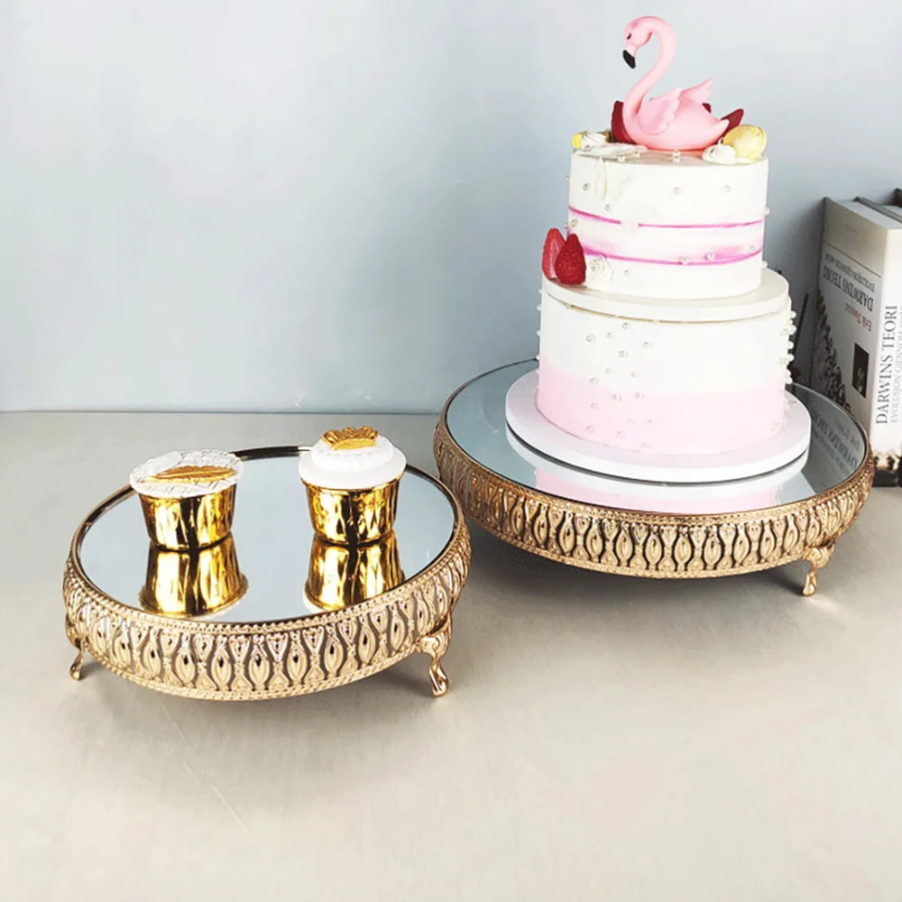 

1 Pc Elegant Mirror Fruit Support Dessert Stand Creative Cake Bracket (Golden)