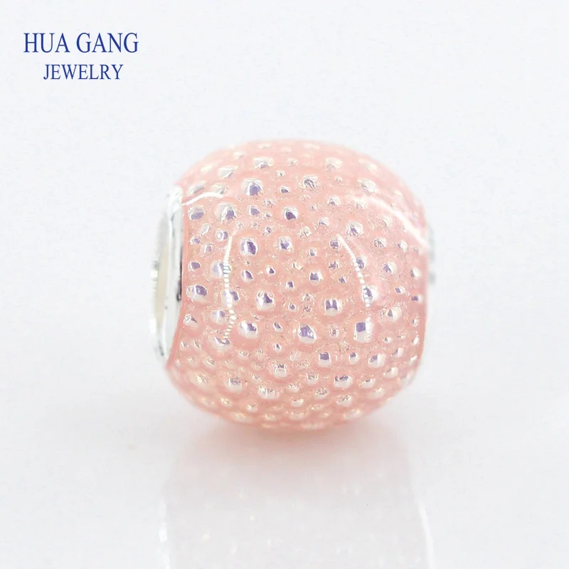 

Fine 100% 925 Sterling Silver 1:1 pink enchantment bead fits for Pandora bracelet DIY jewelry making