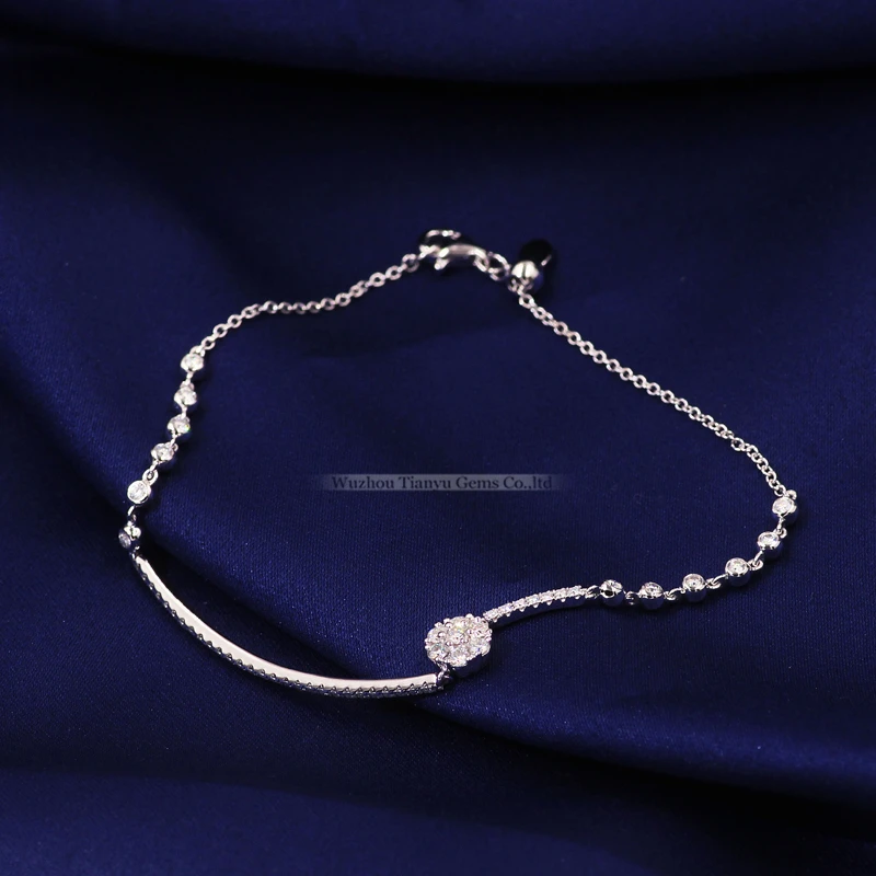 Tianyu драгоценные камни Moissanite драгоценный камень браслет 10K золотые цепочки