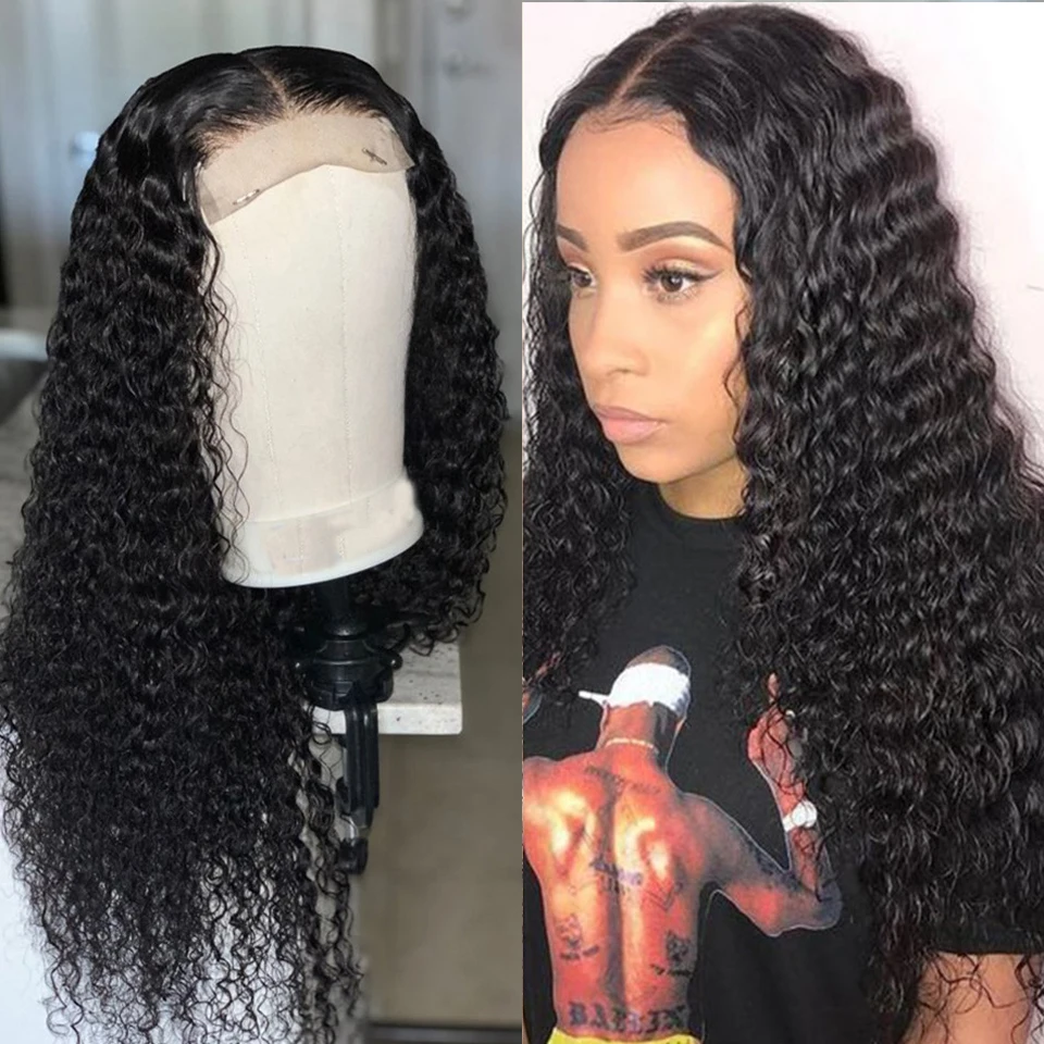 

Парик из бразильских волос, плотность 180%, 4x4, длинные волнистые волосы для чернокожих женщин