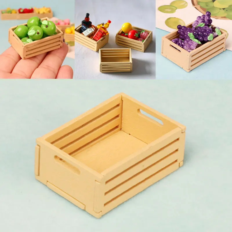 

1PC 1:12 Scale Miniature Dollhouse Accessories Toy Mini Vegetable Fruits Basket Container Furniture for Barbies Dolls Home Decor