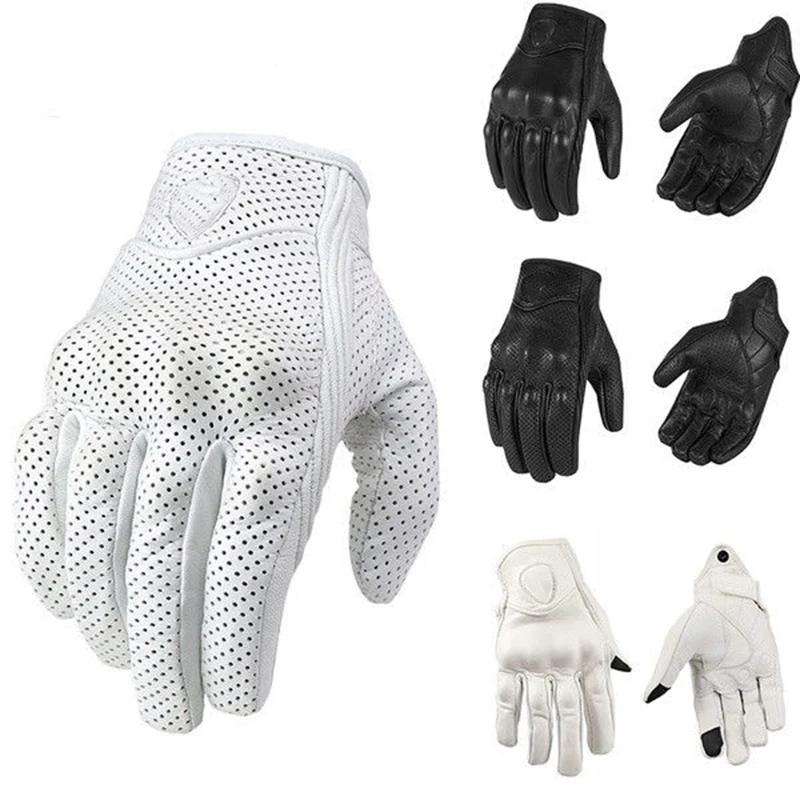 

Genuine Leather Women Motorcycle Racing Gloves Man Retro Breathable Motocross Gloves Moto Guantes Touch Screen Dirt Bike Gloves