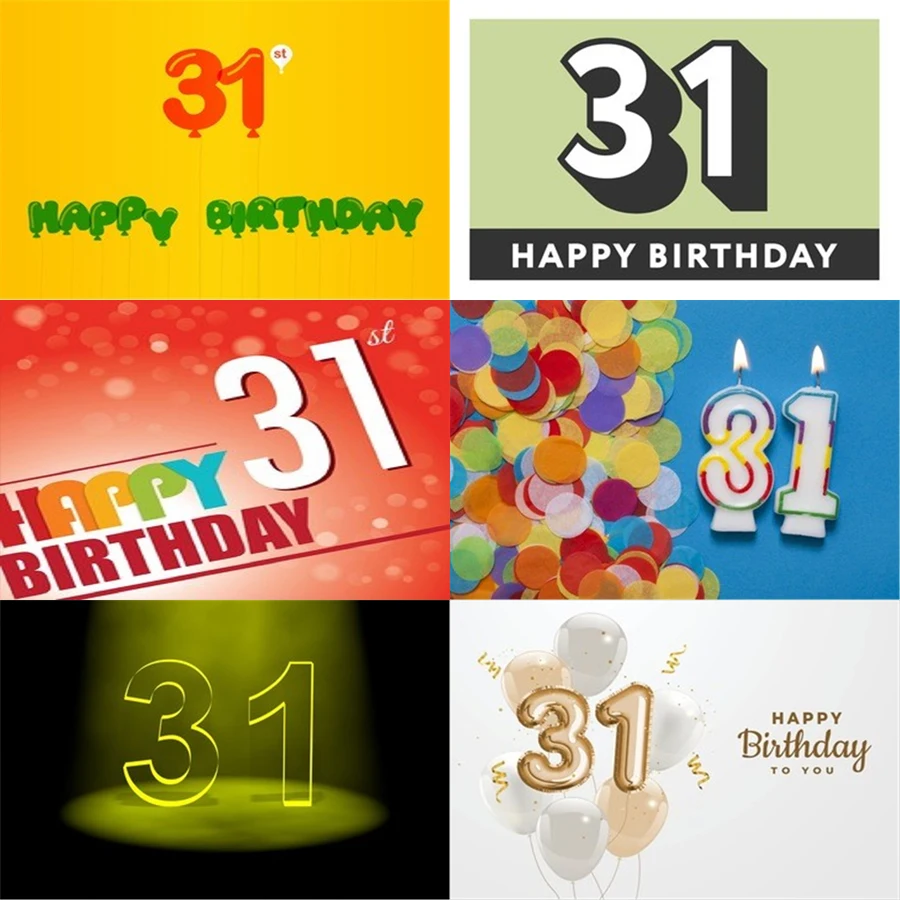 

Photo Studio Props Vinyl Photography Backdrop Thirty-One Year Old Birthday Balloon Ribbons 31St Birthday Party Decoration