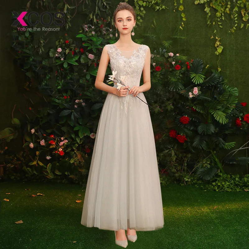 XCOS 2019 новые серые Элегантные платья невесты длинные официальные свадебные