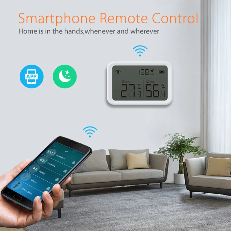 Tuya Zigbee 3.0 Датчик температуры и влажности детектор освещенности цифровой