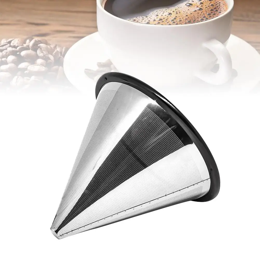 Многоразовая коническая Воронка для чая и кофе устройство из нержавеющей стали