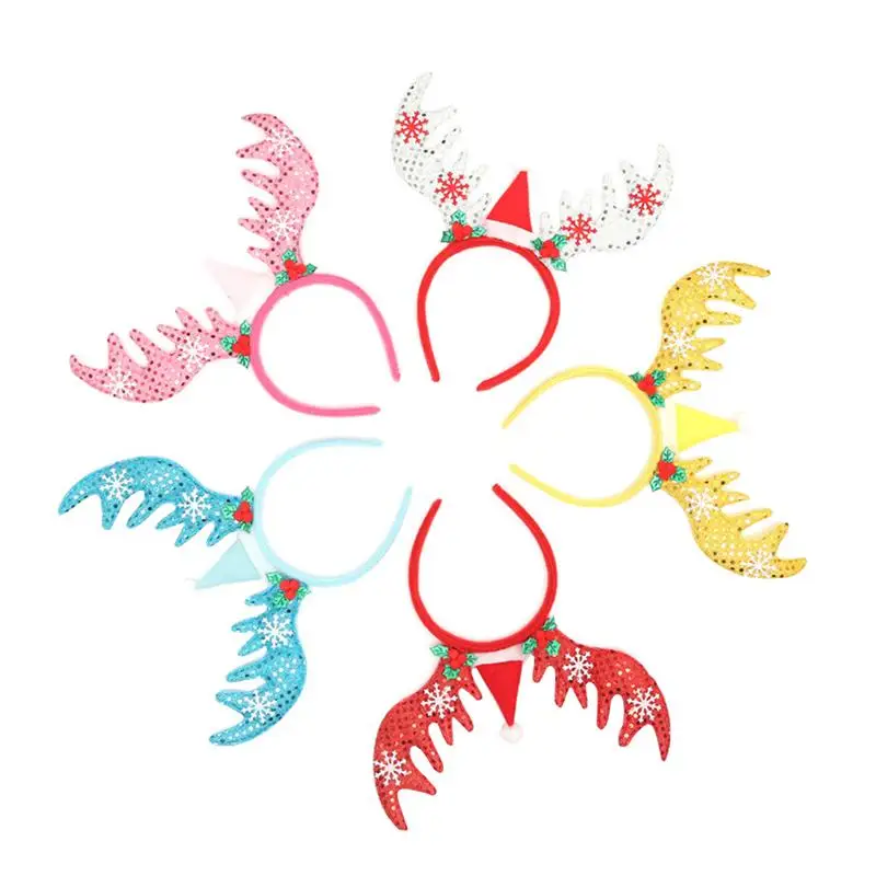 5 шт. рождественские повязки на голову с блестками и снежинками головной убор