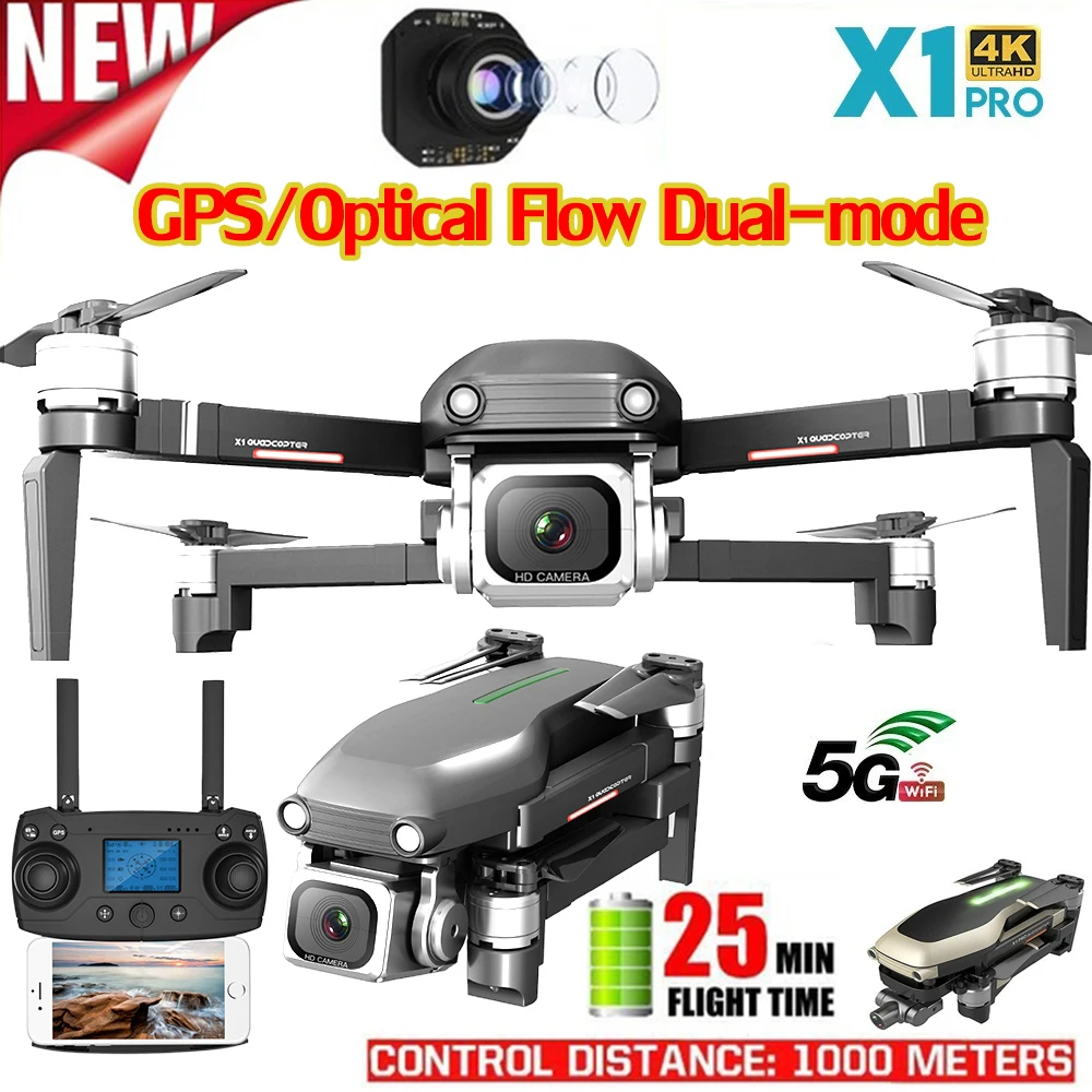 

Foldable Drone 5G WiFi FPV Drone with 4K Camera 2-Axis Gimbal HD Camera Brushless RC Quadcopter