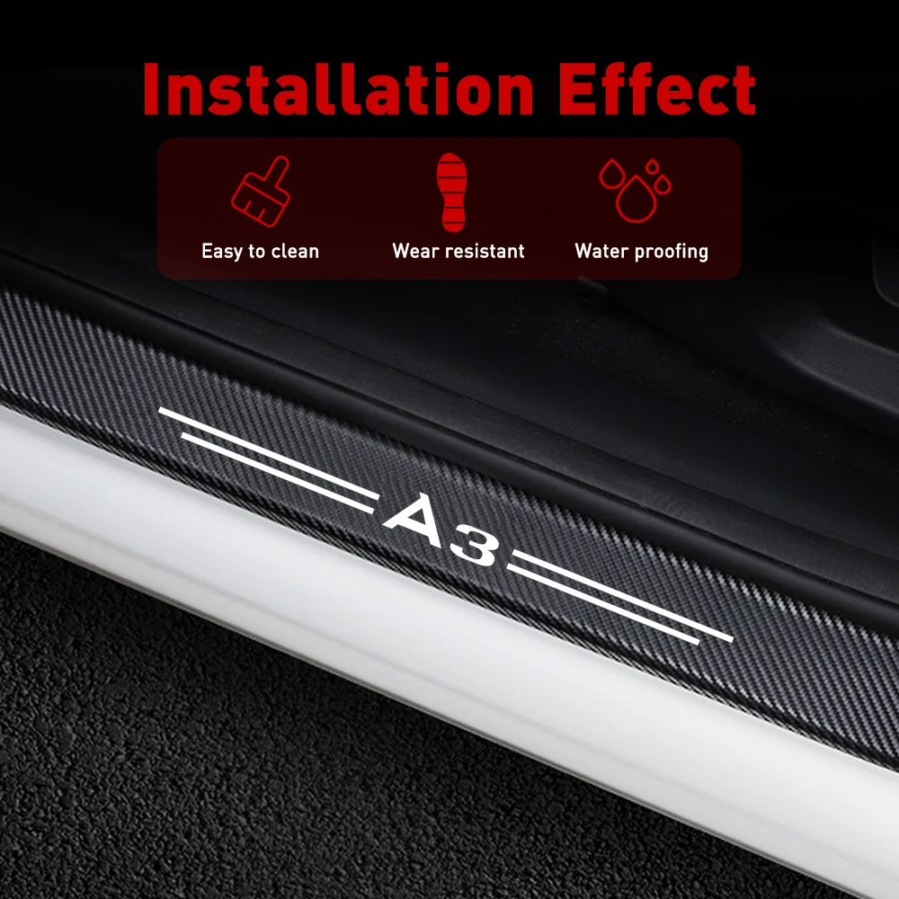 Защитные наклейки на дверные пороги для Audi A4 B5 B6 B7 B8 B9 A3 8P 8V 8L A5 A6 C6 C5 C7 A1 A7 A8 Q2 Q3 Q5 Q7 TT 4