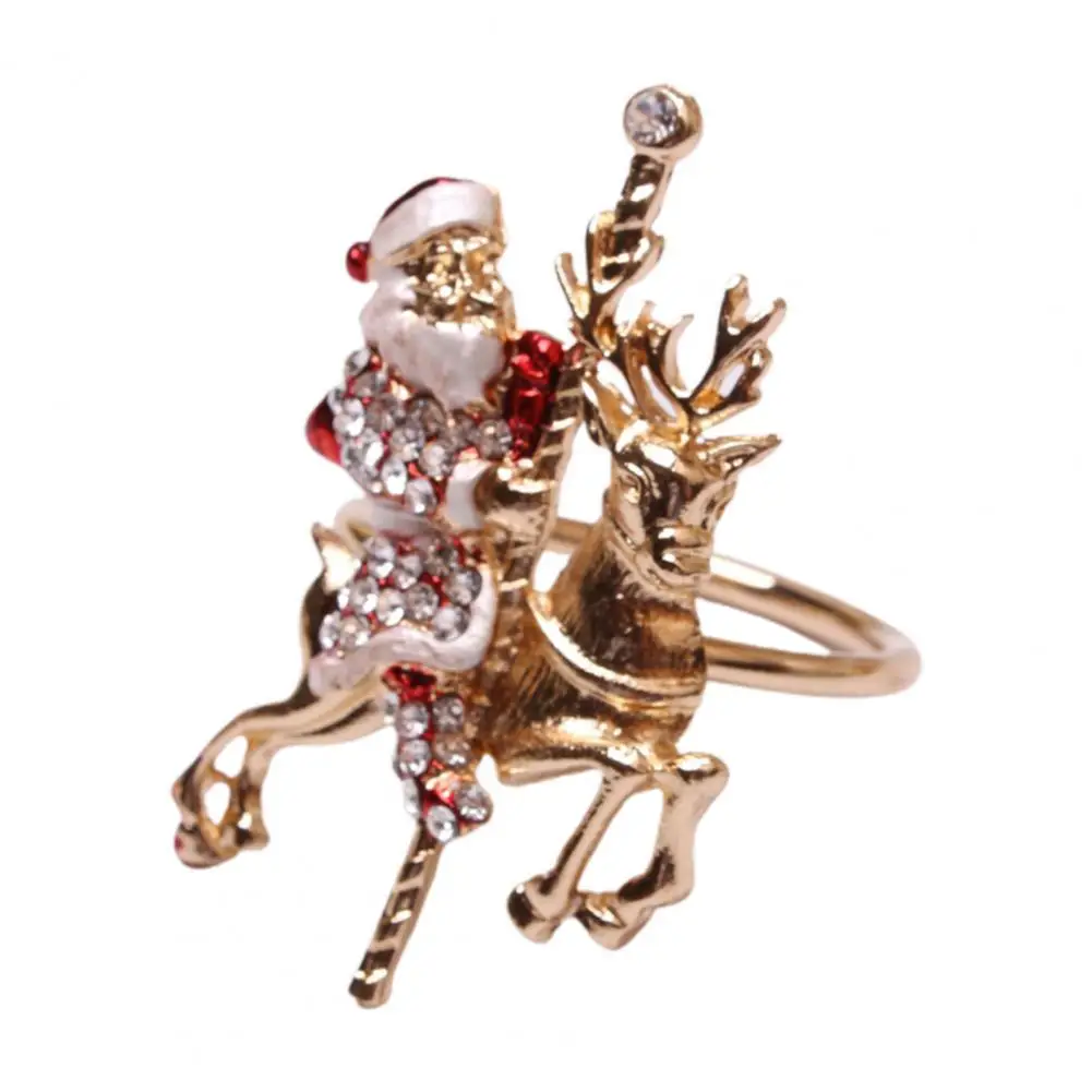 

4Pcs/Set Useful Santa Elk Serviette Holder Ring Napkin Circle Golden Color Widely Used