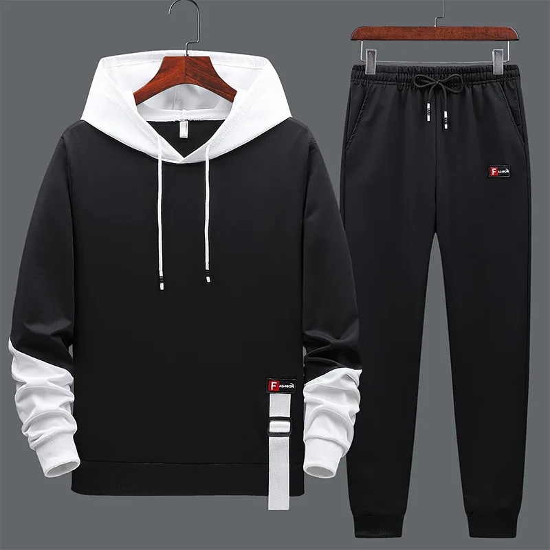 Синий спортивный костюм с капюшоном в стиле кэжуал Мужская Осенняя спортивная