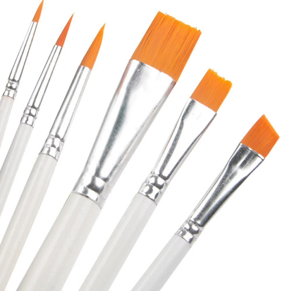 Кисти для живописи Artist Painting, набор из 6 штук, нейлоновые волоски, подходят для акрила и акварели.