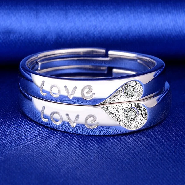 

Silver Brand Yongjie Concentric Couple Ring Love-shaped Opening Adjustable LOVE Marriage on The Ring Men's Women's Jewelry