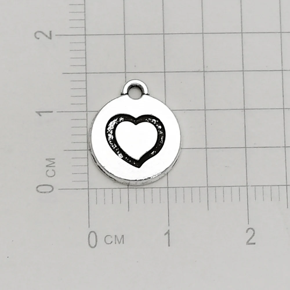 Подвески Круглые покрытые серебром 18 шт./лот 12x14 мм в форме сердца для брелока