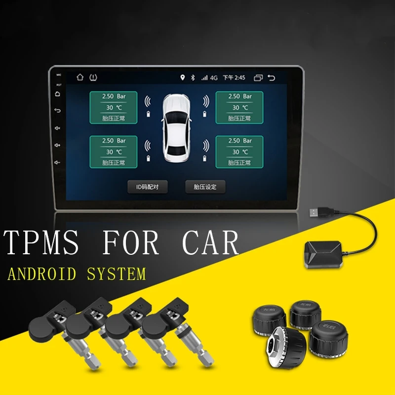 Автомобильная система контроля давления в шинах USB TPMS для Android навигации с 4
