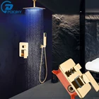 POIQIHY Золотой смеситель для душа светодиодный светильник набор для душа встраиваемая коробка потолочное крепление смесители для душа кран 3 цвета ванны набор для душа